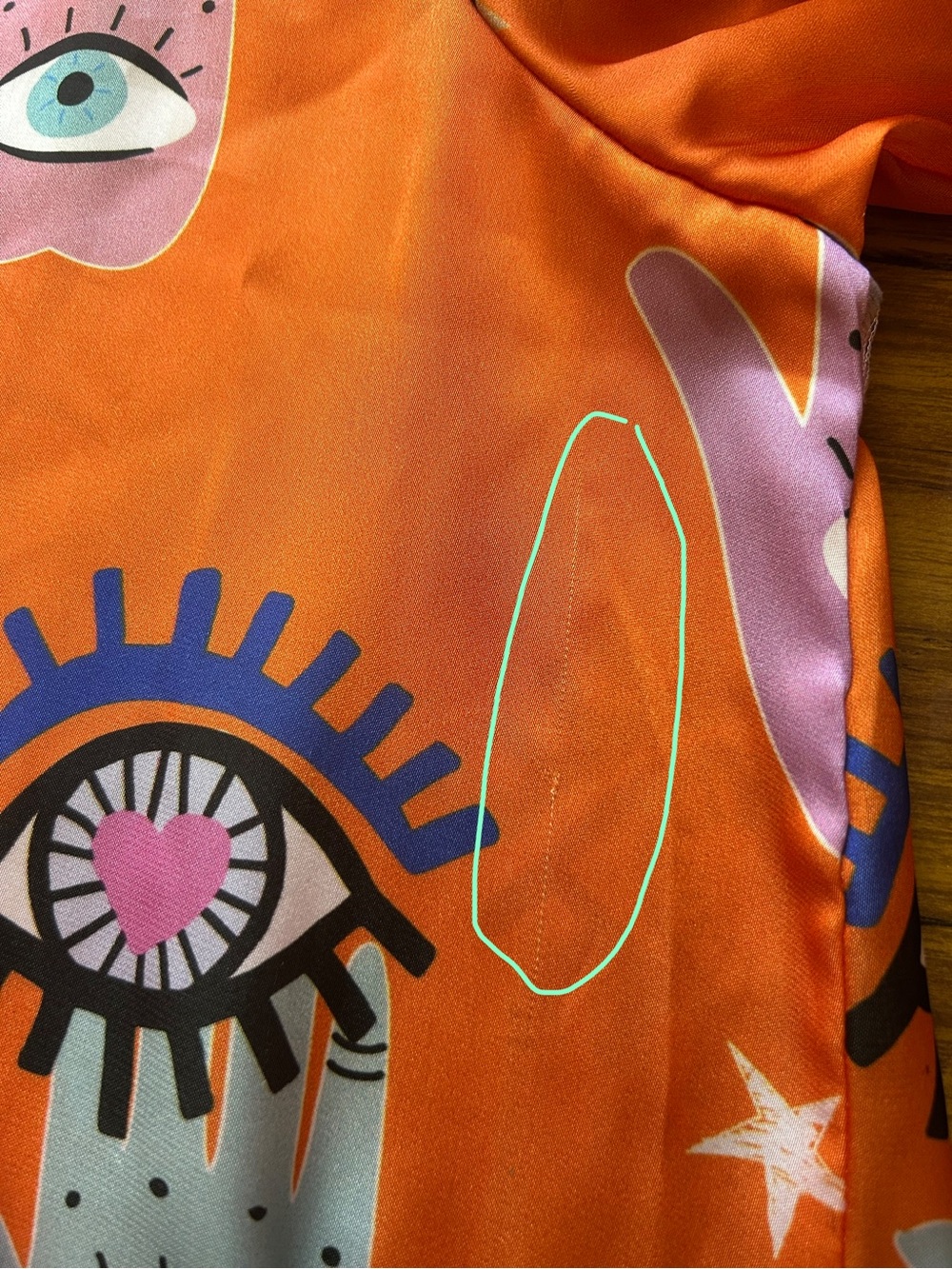 Bululu‎ Resort Orange Eye Print Mini Dress XS Boho Festival - Picture 9 of 11